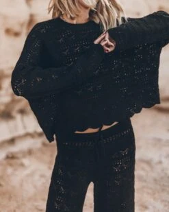 The Black Crochet Sweater -Modern Ladies Wear Store mikuta the black crochet sweater the black crochet pants 9957