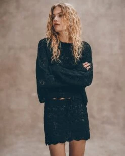 The Black Crochet Sweater -Modern Ladies Wear Store mikuta the black crochet sweater the black crochet skirt liva b SS25 079 1