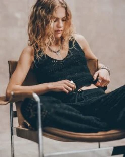 The Black Crochet Tank Top -Modern Ladies Wear Store mikuta the black crochet tank top the black crochet pants liva b SS25 03 951