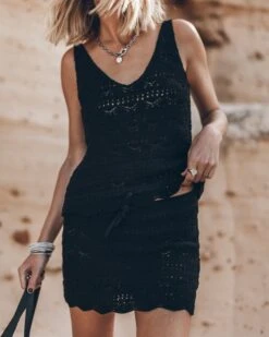 The Black Crochet Tank Top -Modern Ladies Wear Store mikuta the black crochet tank top the black crochet skirt 0578 1
