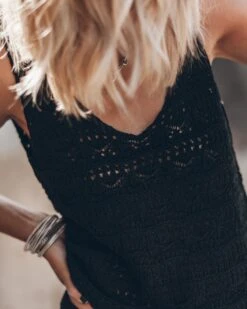 The Black Crochet Tank Top -Modern Ladies Wear Store mikuta the black crochet tank top the black crochet skirt 0971