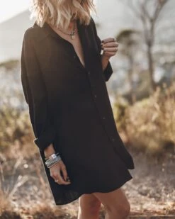 The Black Flowy Shirt Dress 12 The Black Flowy Shirt Dress -Modern Ladies Wear Store mikuta the black flowy shirt dress the black buckle boots 8415