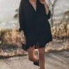 The Black Flowy Shirt Dress 2 The Black Flowy Shirt Dress -Modern Ladies Wear Store mikuta the black flowy shirt dress the black buckle boots 8582