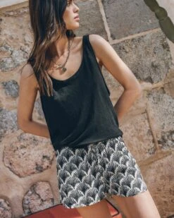 The Black Linen Base Tank Top