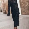 The Black Long Sequin Dress -Modern Ladies Wear Store mikuta the black long sequin dress the black leather buckle sandals 5479