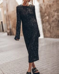The Black Long Sequin Dress