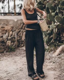 The Black Loose Linen Pants