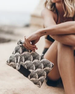 The Black Printed Canvas Pouch -Modern Ladies Wear Store mikuta the black printed canvas pouch 7839