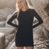 The Black Short Linen Longsleeve Dress -Modern Ladies Wear Store mikuta the black short linen longsleeve dress the black buckle boots johanna r SS25 5867