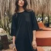 The Black Short Loose Linen T-Shirt Dress 2 The Black Short Loose Linen T-Shirt Dress -Modern Ladies Wear Store mikuta the black short loose linen t shirt dress the black chunky sandals myriam t SS25 04 2