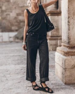 The Dark Base Tank Top 13 The Dark Base Tank Top -Modern Ladies Wear Store mikuta the dark base tank top the black strappy leather sandals the black baggy jeans 7781