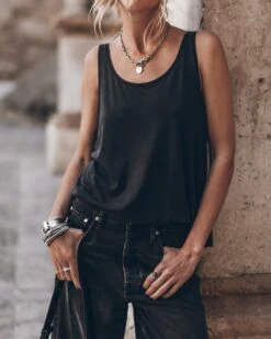 The Dark Base Tank Top 12 The Dark Base Tank Top -Modern Ladies Wear Store mikuta the dark base tank top the black strappy leather sandals the black baggy jeans 8174