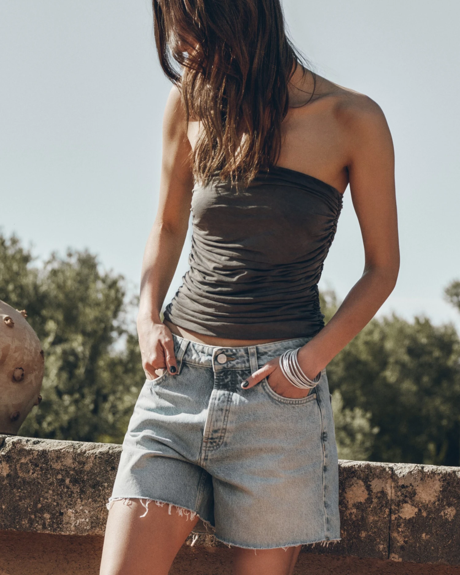 The Dark Faded Ruched Bandeau Top 3 The Dark Faded Ruched Bandeau Top