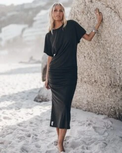 The Dark Long Draped T-Shirt Dress 11 The Dark Long Draped T-Shirt Dress -Modern Ladies Wear Store mikuta the dark long draped t shirt dress johanna r SS25 6223