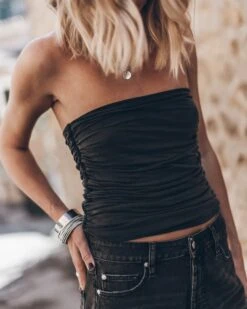 The Dark Ruched Bandeau Top