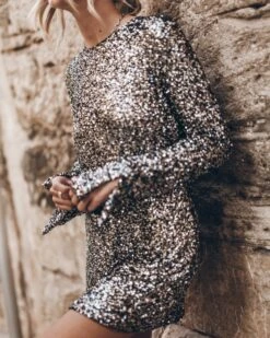 The Dark Sequin Dress 17 The Dark Sequin Dress -Modern Ladies Wear Store mikuta the dark sequin dress the black leather buckle sandals 6430