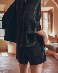 The Dark Towelling Co-Ord Shorts -Modern Ladies Wear Store mikuta the dark toweling t shirt the dark toweling co ord shorts lena w SS25 04 1 1