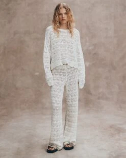 The Ecru Crochet Pants 14 The Ecru Crochet Pants -Modern Ladies Wear Store mikuta the ecru crochet sweater the ecru crochet pants the beige suede buckle sandals liva b SS25 05 1285