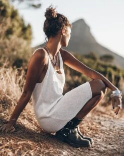 The Ecru Thin Knit Dress -Modern Ladies Wear Store mikuta the ecru thin knit dress the black buckle boots emma a SS25 9466