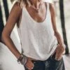 The Ecru Thin Knit Tank Top 2 The Ecru Thin Knit Tank Top -Modern Ladies Wear Store mikuta the ecru thin knit tank top the black baggy jeans 0416
