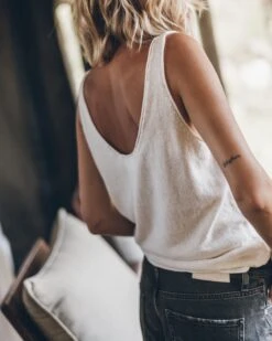 The Ecru Thin Knit Tank Top 12 The Ecru Thin Knit Tank Top -Modern Ladies Wear Store mikuta the ecru thin knit tank top the black baggy jeans 0465