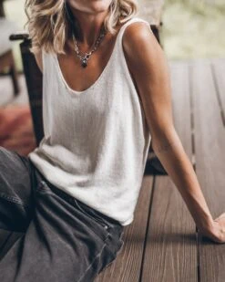 The Ecru Thin Knit Tank Top 13 The Ecru Thin Knit Tank Top -Modern Ladies Wear Store mikuta the ecru thin knit tank top the black baggy jeans 0576