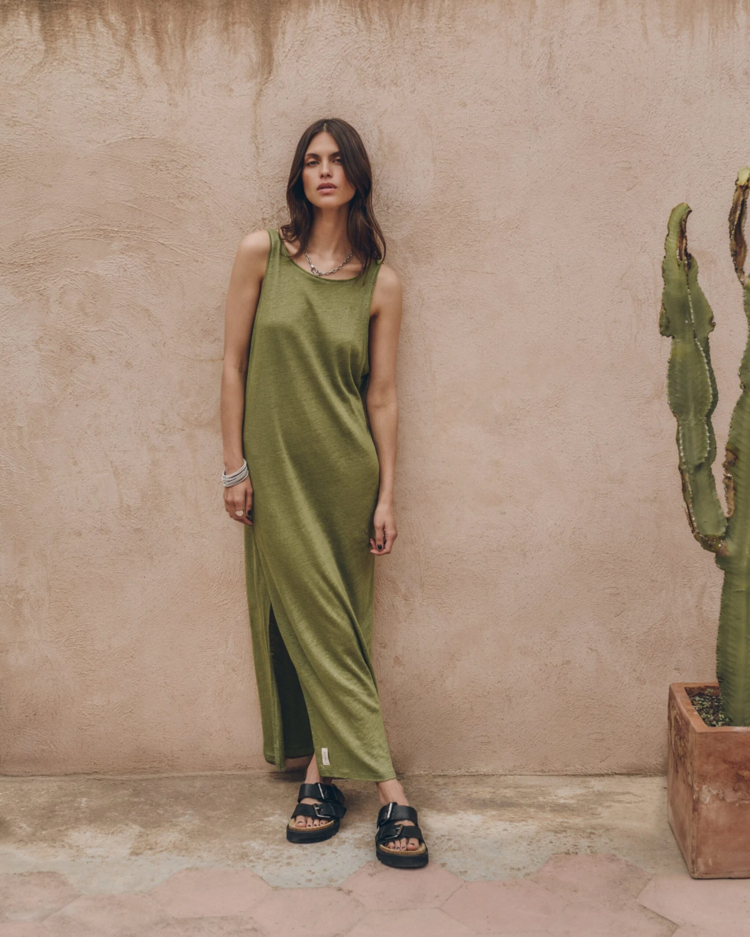 The Green Low Back Linen Tank Dress 7 The Green Low Back Linen Tank Dress - Image 5