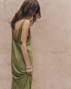 The Green Low Back Linen Tank Dress 12 The Green Low Back Linen Tank Dress -Modern Ladies Wear Store mikuta the green low back linen tank dress the black leather buckle sandals myriam t SS25 04 4