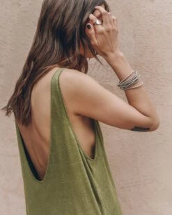 The Green Low Back Linen Tank Dress 14 The Green Low Back Linen Tank Dress -Modern Ladies Wear Store mikuta the green low back linen tank dress the black leather buckle sandals myriam t SS25 04 5