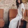 The Light Long Knotted Batwing Dress -Modern Ladies Wear Store mikuta the light long knotted batwing dress the beige suede buckle sandals myriam t SS25 04