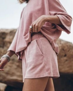 The Pink Towelling Co-Ord Shorts -Modern Ladies Wear Store mikuta the pink toweling t shirt the pink toweling co ord shorts 3967