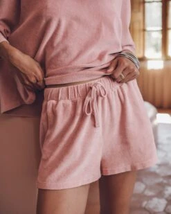 The Pink Towelling Co-Ord Shorts -Modern Ladies Wear Store mikuta the pink toweling t shirt the pink toweling co ord shorts myriam t SS25 04 4