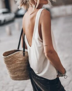 The White Low Back Base Tank Top