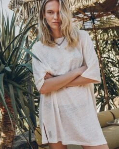 The White Short Loose Linen T-Shirt Dress 10 The White Short Loose Linen T-Shirt Dress -Modern Ladies Wear Store mikuta the white short loose linen t shirt dress lena w SS25 04 3
