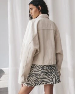 The White Cropped Denim Jacket 14 The White Cropped Denim Jacket -Modern Ladies Wear Store mikuta white cropped denim jacket zebra denim skirt white standard tank top aya f SS25 2588