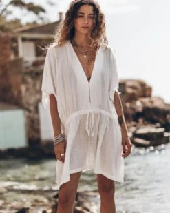 The White Short Kaftan Dress -Modern Ladies Wear Store mikuta white short kaftan dress model aina 2042