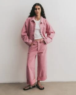 The Pink Cropped Denim Jacket -Modern Ladies Wear Store mikuta white standard tank top pink cropped denim jacket pink baggy jeans zebra leather sandals aya f SS25 4543