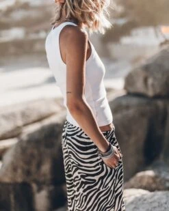 The White Standard Tank Top -Modern Ladies Wear Store mikuta white standard tank top zebra flowy pants 5560