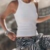 The White Standard Tank Top 1 The White Standard Tank Top -Modern Ladies Wear Store mikuta white standard tank top zebra flowy pants 5618