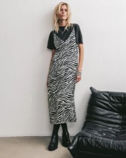 The Zebra Long Lyocell Slip Dress 17 The Zebra Long Lyocell Slip Dress -Modern Ladies Wear Store mikuta zebra long lyocell slip dress dark regular cotton t shirt black biker boots marie c SS25 2018